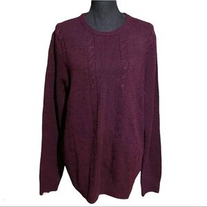 J.Crew Merino Wool Cable Knit Maroon Crew Neck Slim Fit Sweater Men's L